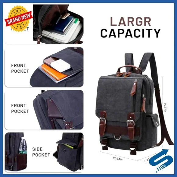 Canvas Cross Body Messenger Bag Retro Travel Backpack Adjustable Strap